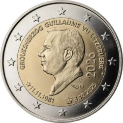 2 Euro Gedenkm�nze Luxemburg 2026 45 Geburtstag Guillame