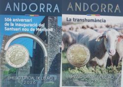 2 x 2 Euro Gedenkm�nzen Andorra 2026 Almwirtschaft und Meritxell